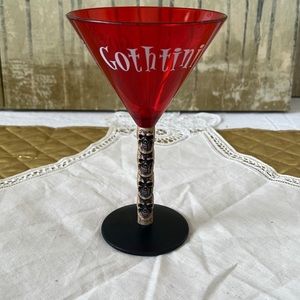 Halloween Acrylic Martini skull Goth Drink Glass in Red